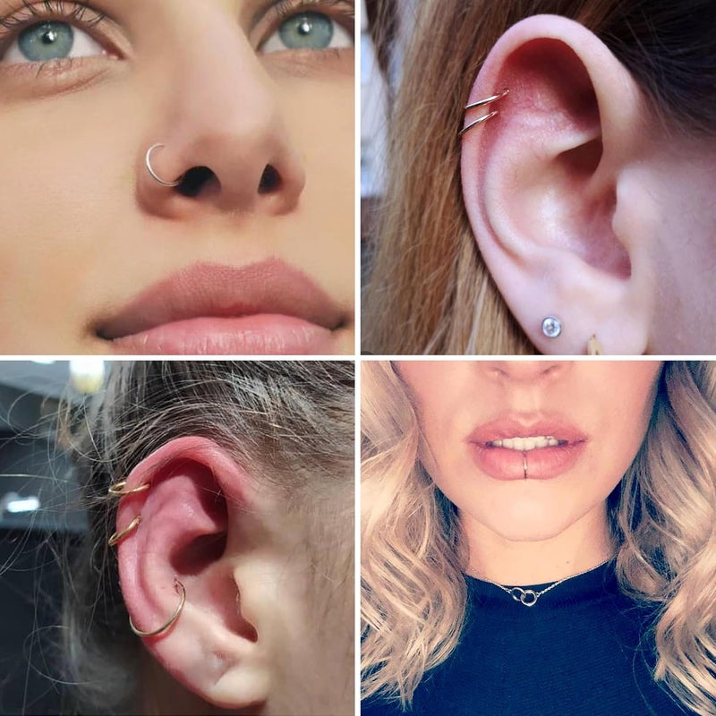 NICEIGHT 18G 20G 22G Stainless Steel Nose Rings Hoops for Women Men Cartilage Helix Earring Hoops Lip Rings Nose Piercing Jewelry - Image 5